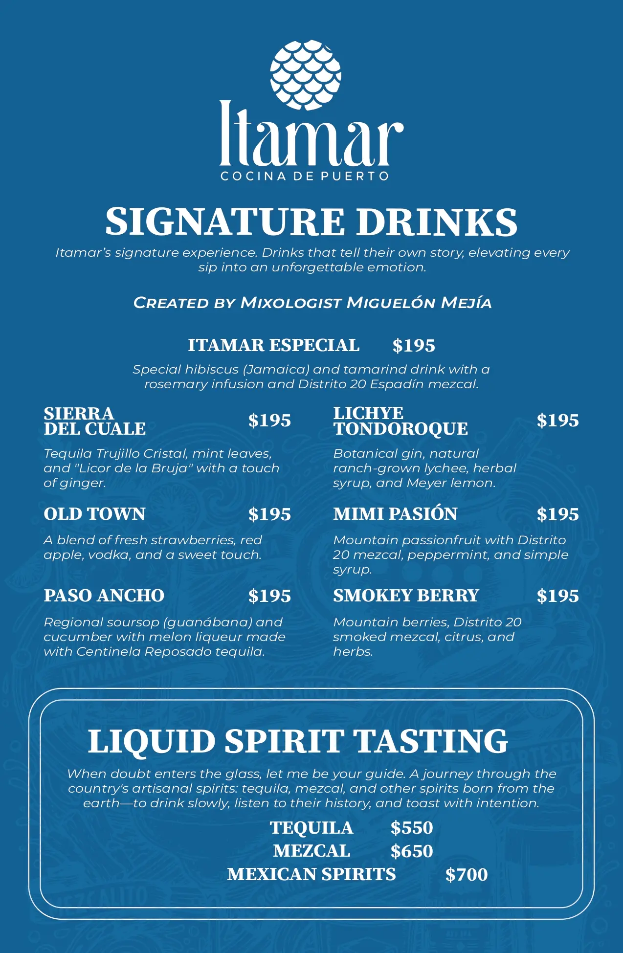 Menú de bebidas, página 1
