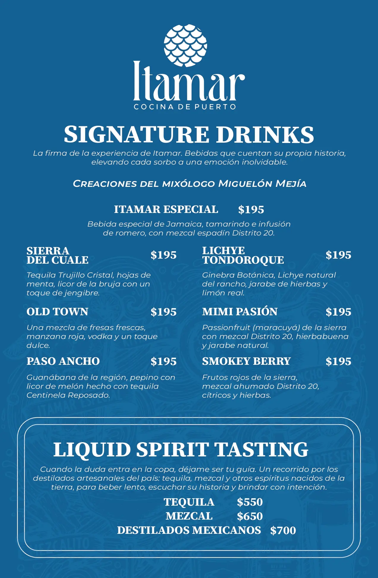 Menú de bebidas, página 1